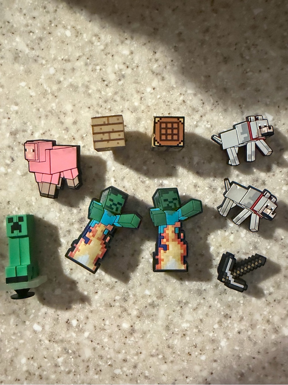 CROCS Minecraft Character Jibbitz Set — Pink Pig, Green Creeper & Zombies